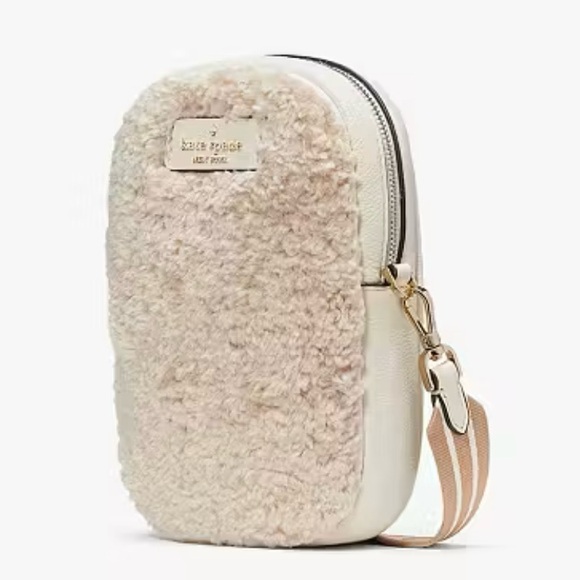 KATE SPADE Rosie Faux Shearling North South Crossbody Handbag NWT - Picture 2 of 16